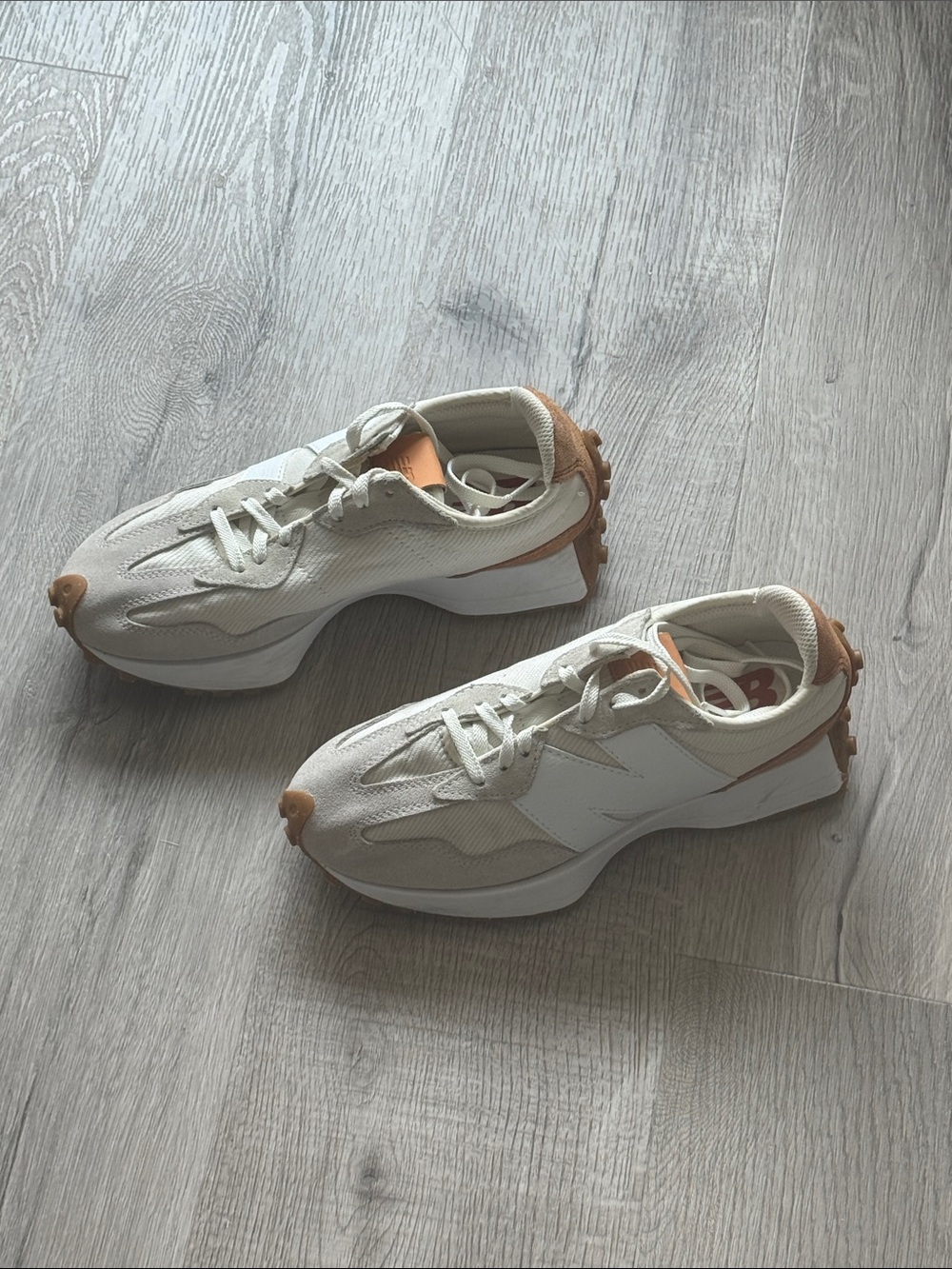 adidas Cream and Tan Retro Runner Sneakers 327 style